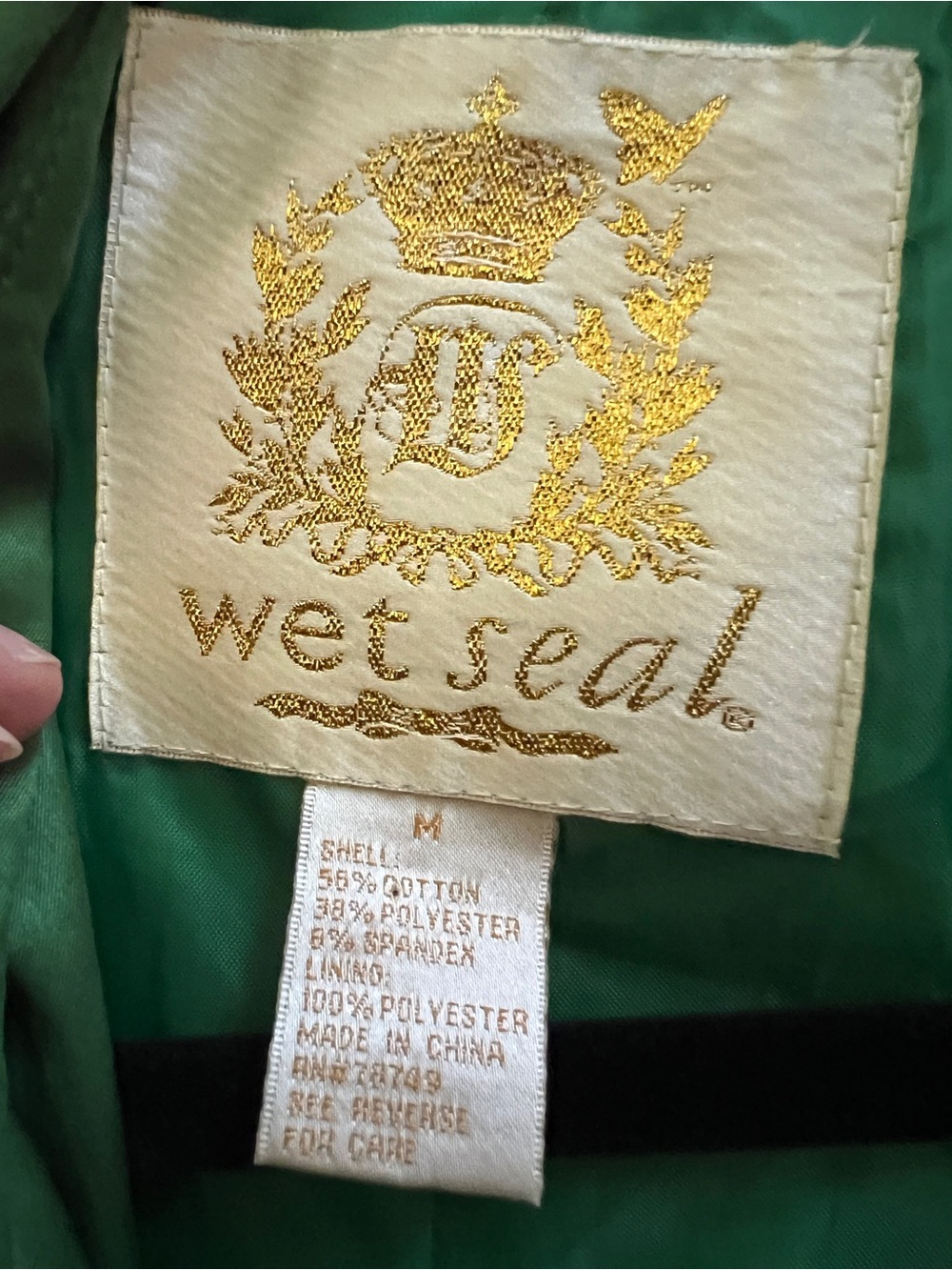 Wet Seal Vintage Y2K Emerald Green  Trench Coat Jacket M Indie Sleeze Retro - Picture 4 of 5